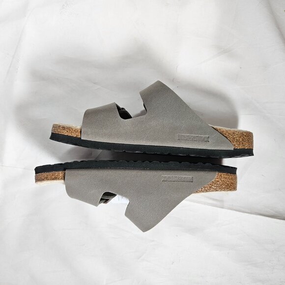 Birkenstock Gray Arizona lined slip on sandals size 41 women 10 men 8 Narrow Fit - Picture 7 of 11